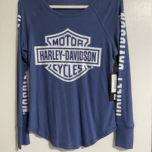 Harley-Davidson Women's Blue Long Sleeve Top